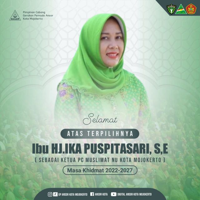 Wali Kota Mojokerto Ika Puspitasari terpilih menjadi Ketua Pimpinan Cabang Muslimat NU Kota Mojokerto