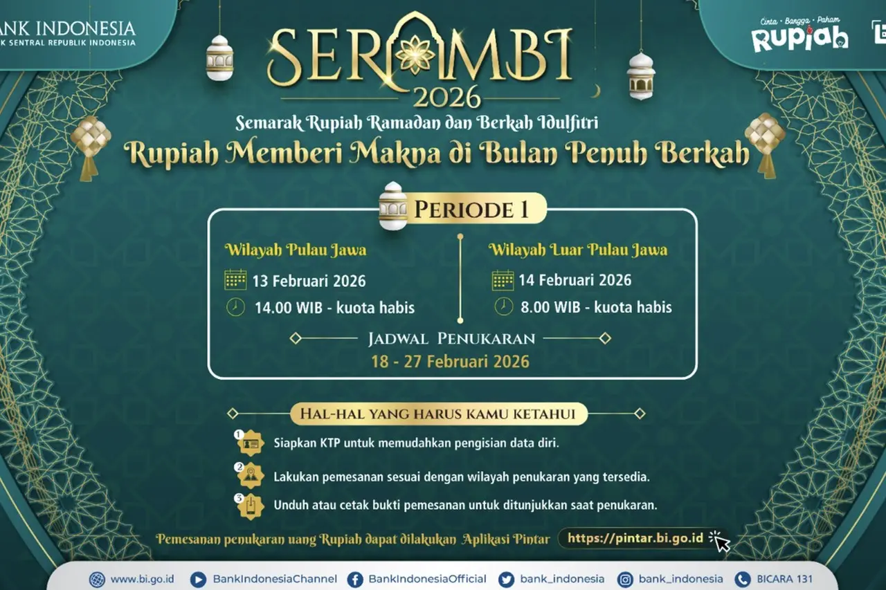 Bank Indonesia Rilis Jadwal dan Cara Tukar Uang Baru 2026 Melalui Program Serambi Secara Online