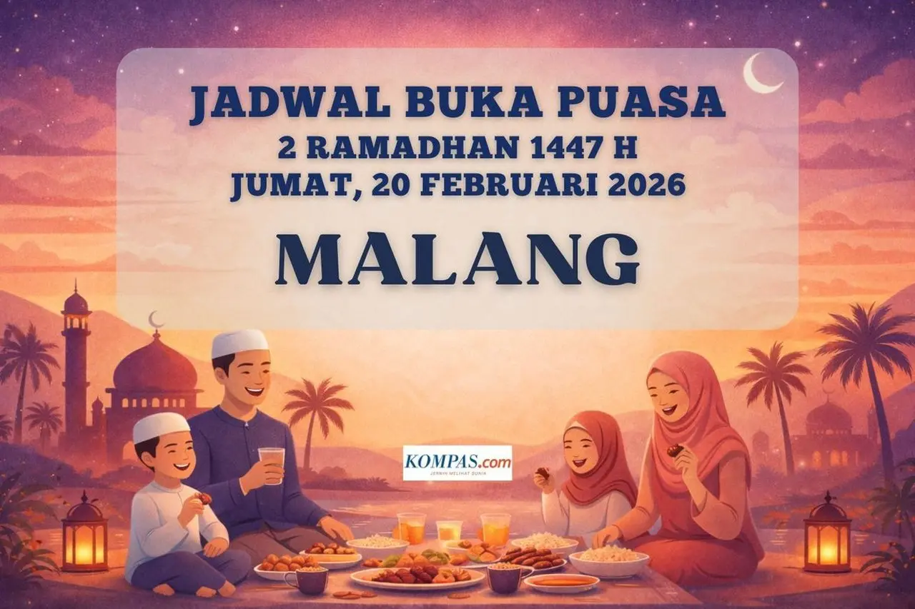 Jadwal Buka Puasa Kota Malang 20 Februari 2026: Waktu Maghrib Jatuh pada Pukul 17.56 WIB Hari Ini Jadwal Buka Puasa Kota Malang 20 Februari 2026: Waktu Maghrib Jatuh pada Pukul 17.56 WIB Hari Ini