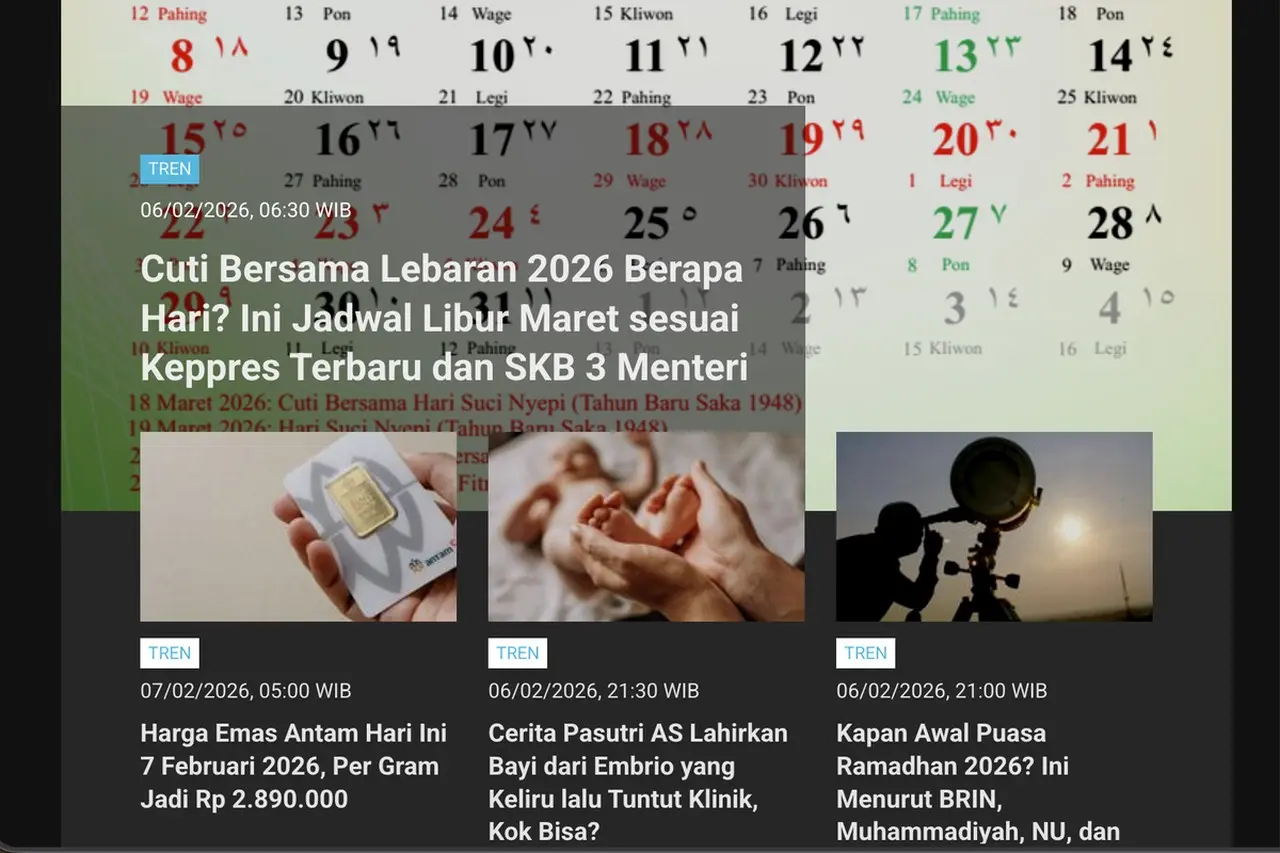 Jadwal Cuti Bersama Lebaran 2026 Menurut Keppres dan Tuntutan Trump dalam Negosiasi AS-Iran