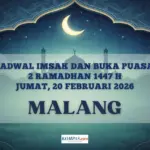 Jadwal Imsak dan Buka Puasa Kota Malang 20 Februari 2026: Cek Waktu Maghrib Serta Panduan Niat