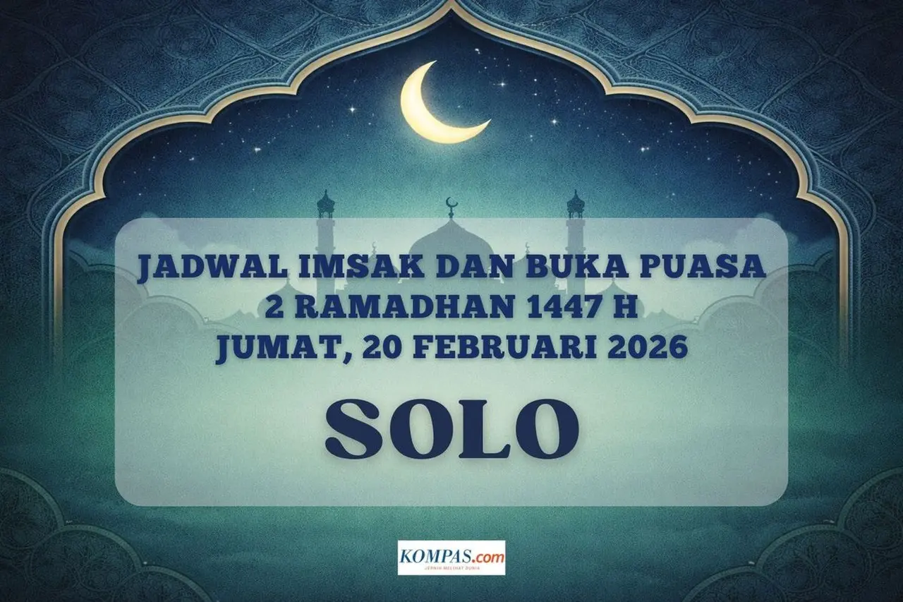 Jadwal Imsak dan Buka Puasa Kota Solo 20 Februari 2026: Cek Waktu Maghrib 2 Ramadhan 1447 H