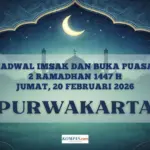 Jadwal Imsakiyah Purwakarta 20 Februari 2026: Cek Waktu Buka Puasa dan Imsak Hari Ini Secara Lengkap