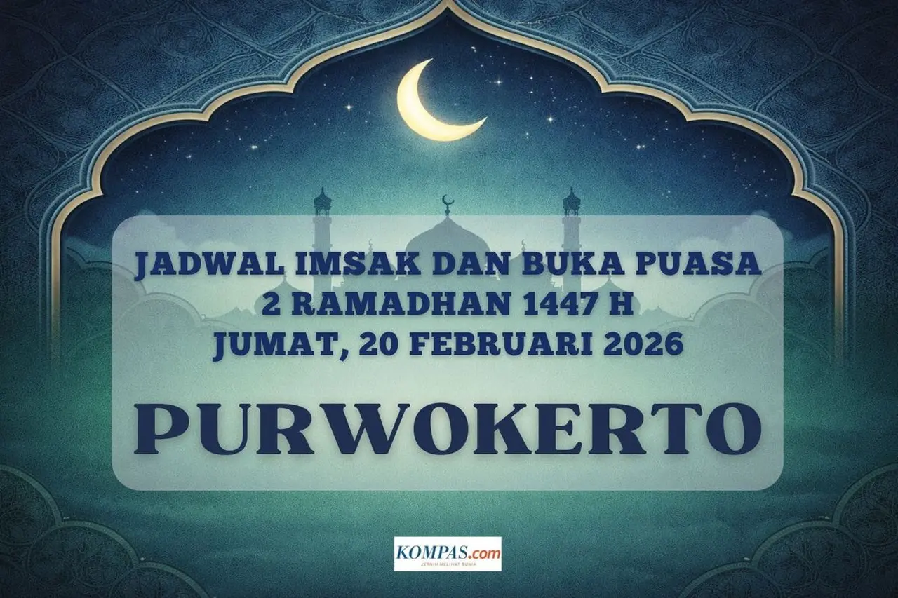 Jadwal Imsakiyah Purwokerto 20 Februari 2026: Cek Waktu Buka Puasa dan Imsak Hari Ini Terbaru