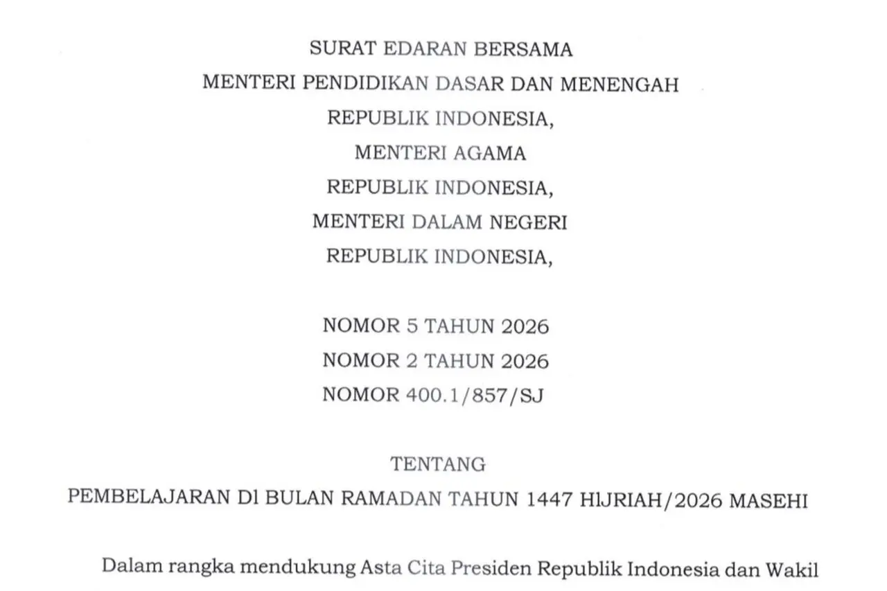 Jadwal Libur Sekolah Ramadhan 2026: Pemerintah Terbitkan SEB Pembelajaran Mandiri dan Tatap Muka Jadwal Libur Sekolah Ramadhan 2026: Pemerintah Terbitkan SEB Pembelajaran Mandiri dan Tatap Muka