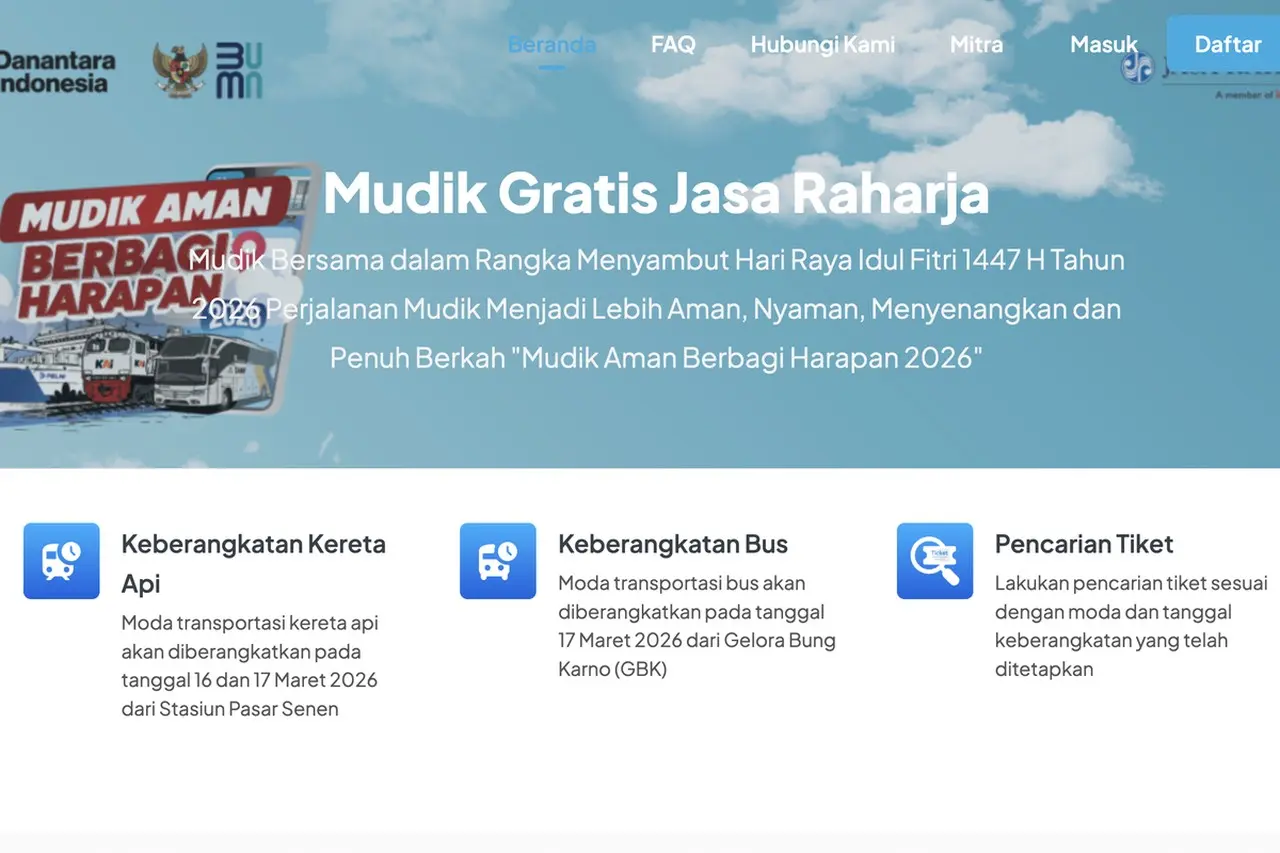 Jasa Raharja Buka Pendaftaran Mudik Gratis 2026, Sediakan Rute Bus dan Kereta Api ke Jawa-Sumatera