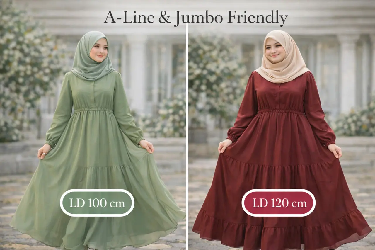 Tips Memilih Gamis A-Line hingga Abaya Agar Tubuh Berisi Tampak Proporsional dan Tetap Syari