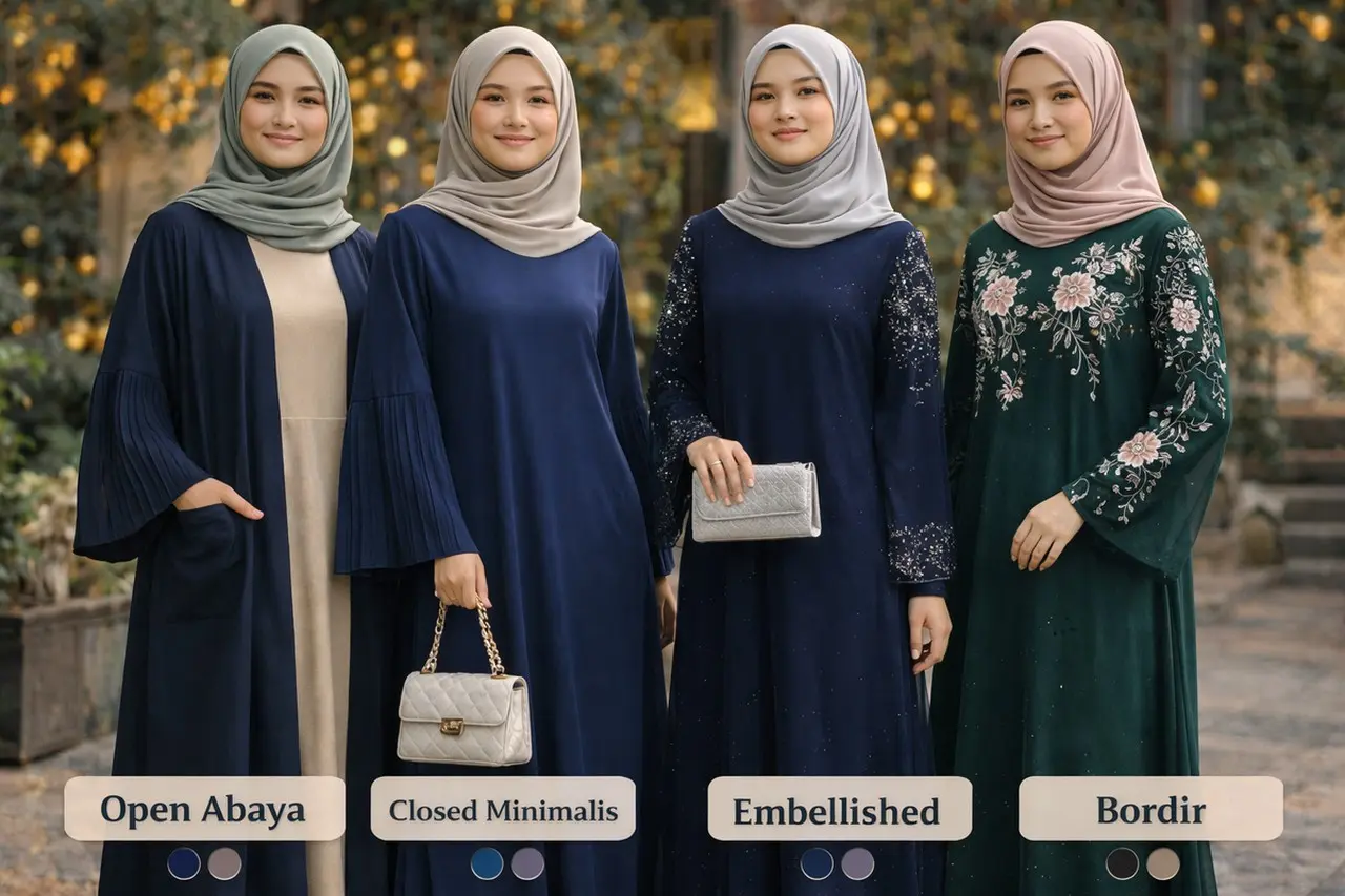 Uraikan Tren Gamis Lebaran 2026: Dari Open Abaya hingga Bordir Mewah untuk Tampilan Anggun dan Berkesan